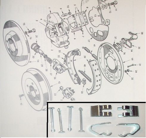 REAR BRAKE SHOE FITTING (Hold Down) KIT (Wolseley 15/60 & 16/60) (1958- 71)   