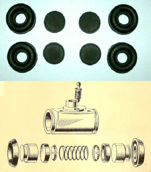 FRONT BRAKE WHEEL CYLINDER SEALS REPAIR KIT x2 (MG YA Saloon) (** 1947- 51 Only **)
