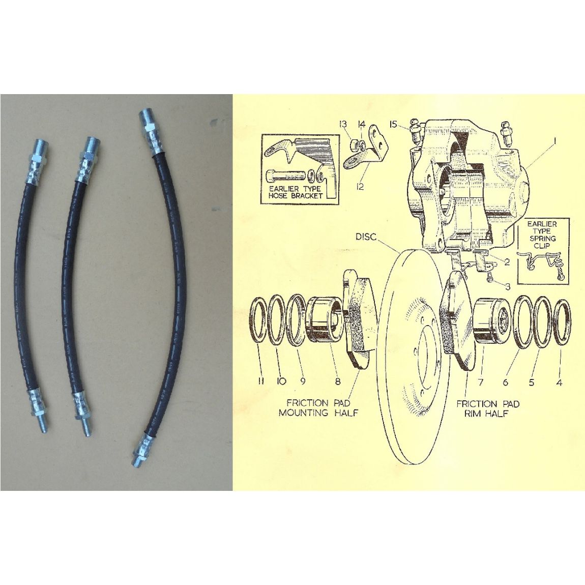 FRONT & REAR BRAKE HOSES x3 (Alvis TD21) {Ser.1} (1958- Apr 62 Only) 