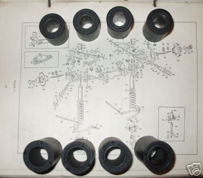 FRONT SUSPENSION WISHBONE BUSH SET x8 (Jensen Interceptor Mk2 & Mk3) (From 1969- 76) 