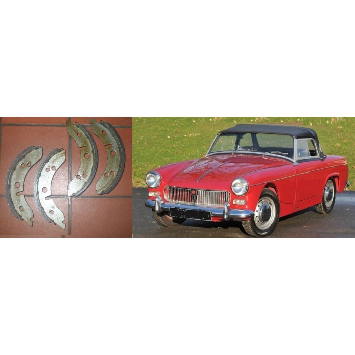 FRONT BRAKE SHOES SET (MG Midget Mk1) (948cc) (**1961- Oct 62 Only**) 