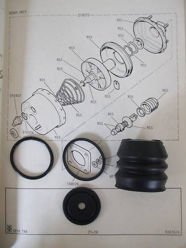 BRAKE SERVO REPAIR SEALS KIT (Jensen Healey) (Mk1, Mk2 & GT) (1972- 76) 