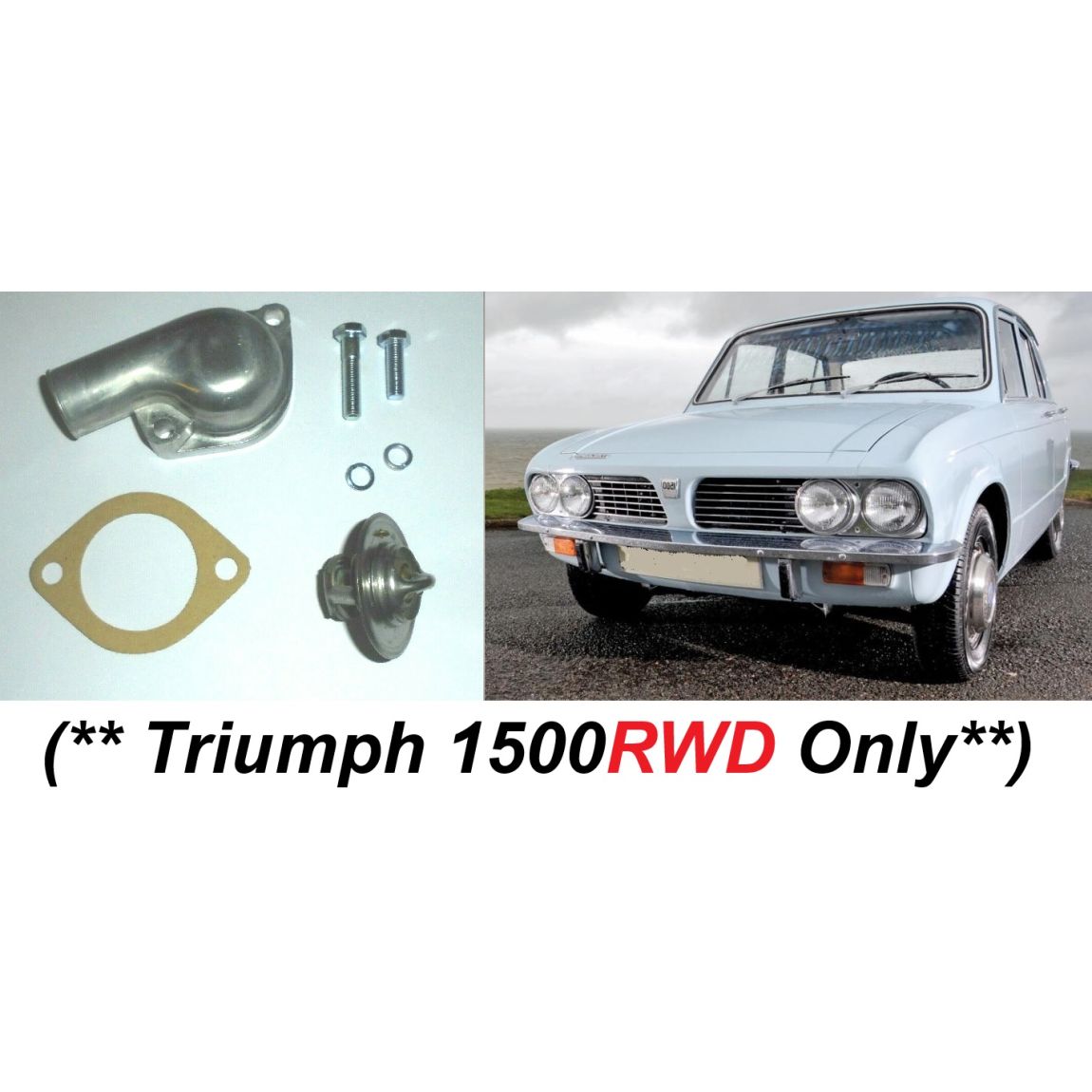 THERMOSTAT, HOUSING, GASKET & BOLTS KIT (Triumph 1500 Saloon) (**RWD Only** ) (** From 1973- 76**)  